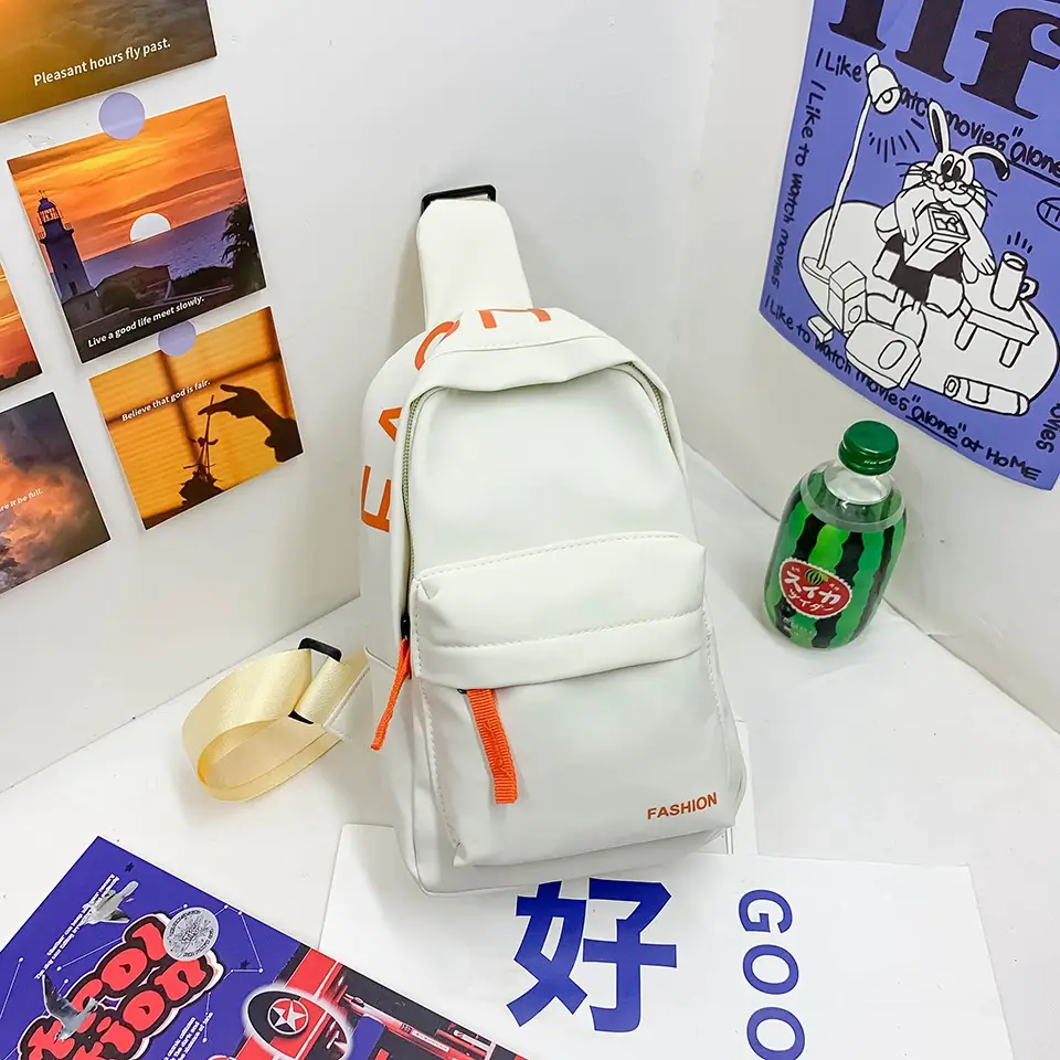 2023 Kids Casual Shoulder Crossbody Bag White Orange - Image 6