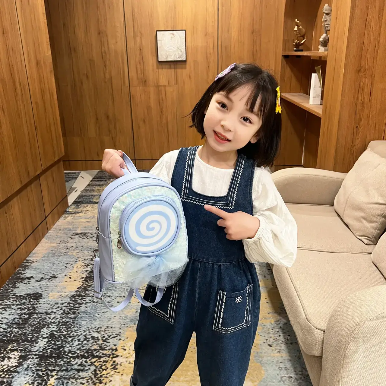 Pink Spiral PU Backpack for Girls Travel Casual - Image 10