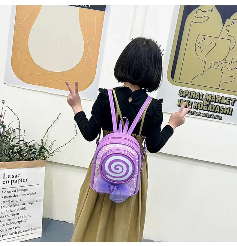Pink Spiral PU Backpack for Girls Travel Casual — feature 14