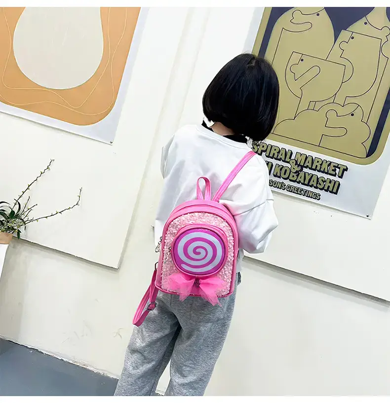 Pink Spiral PU Backpack for Girls Travel Casual — feature 18