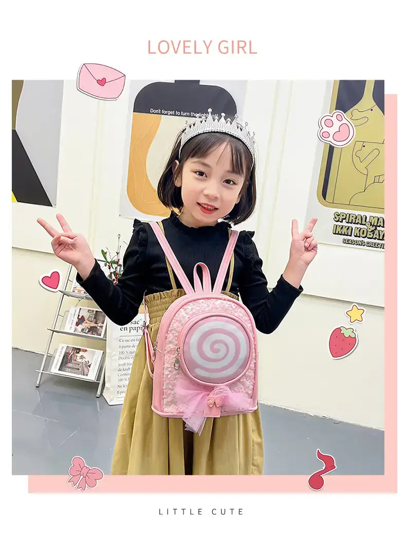 Pink Spiral PU Backpack for Girls Travel Casual — feature 2