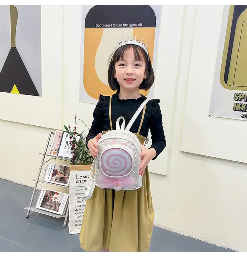 Pink Spiral PU Backpack for Girls Travel Casual — feature 21