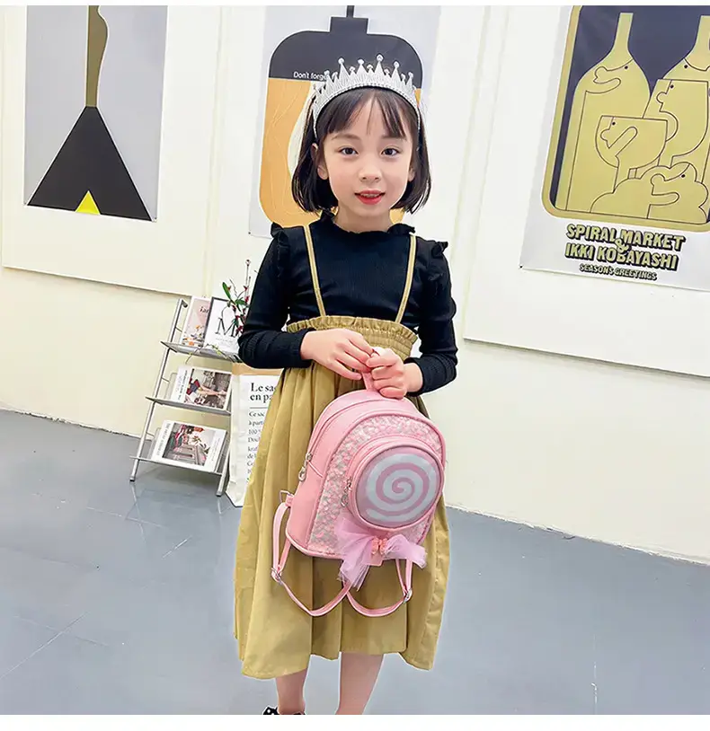Pink Spiral PU Backpack for Girls Travel Casual — feature 25