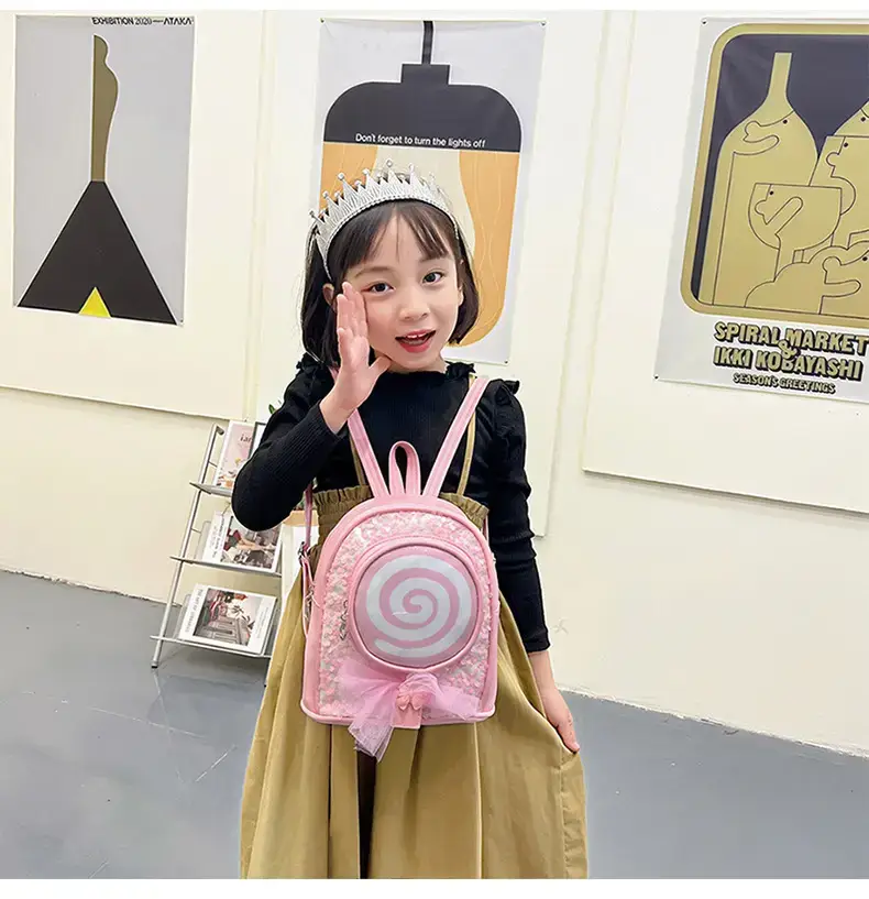 Pink Spiral PU Backpack for Girls Travel Casual — feature 26