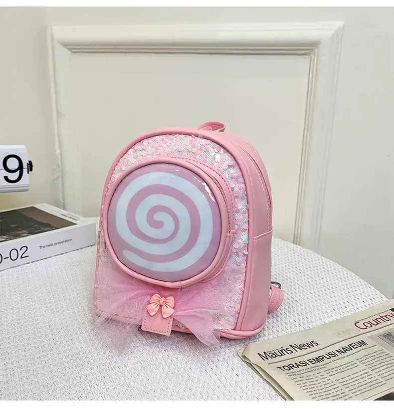 Pink Spiral PU Backpack for Girls Travel Casual — feature 28