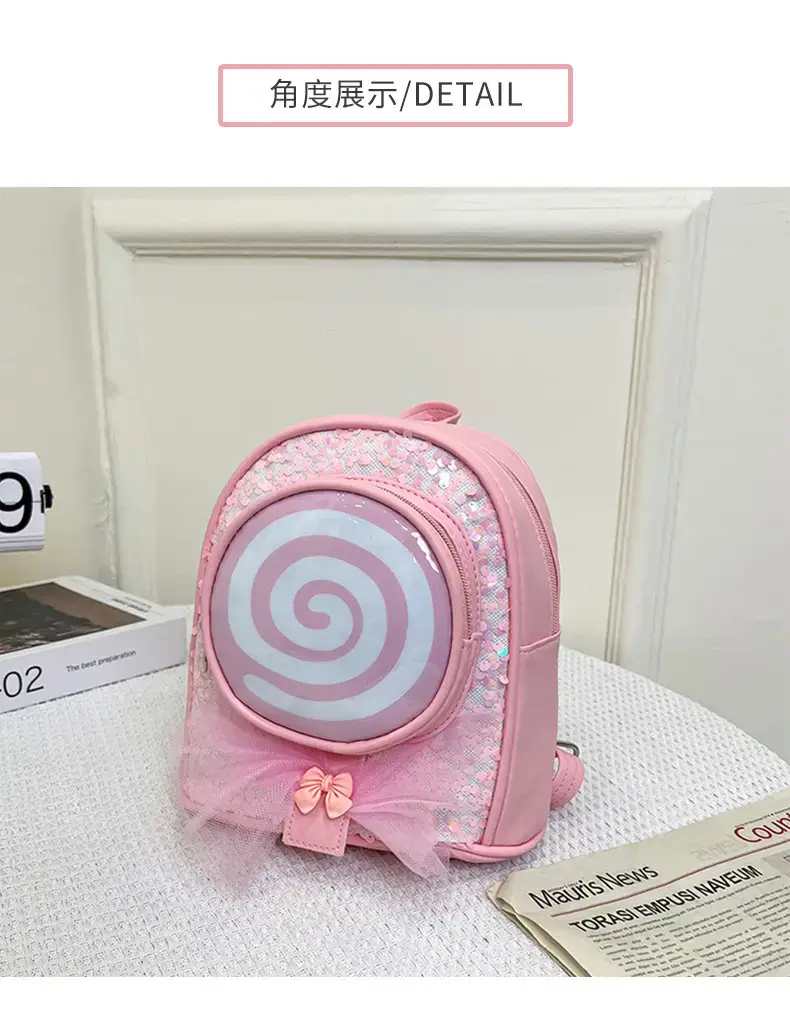 Pink Spiral PU Backpack for Girls Travel Casual — feature 7