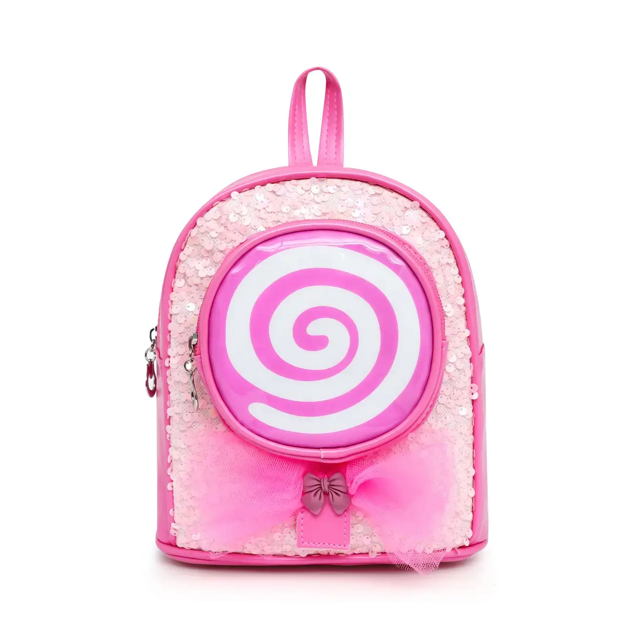 Pink Spiral PU Backpack for Girls Travel Casual - Image 2