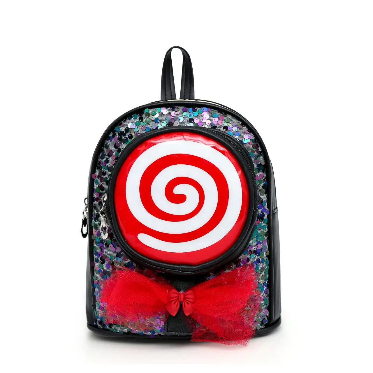 Pink Spiral PU Backpack for Girls Travel Casual - Image 4