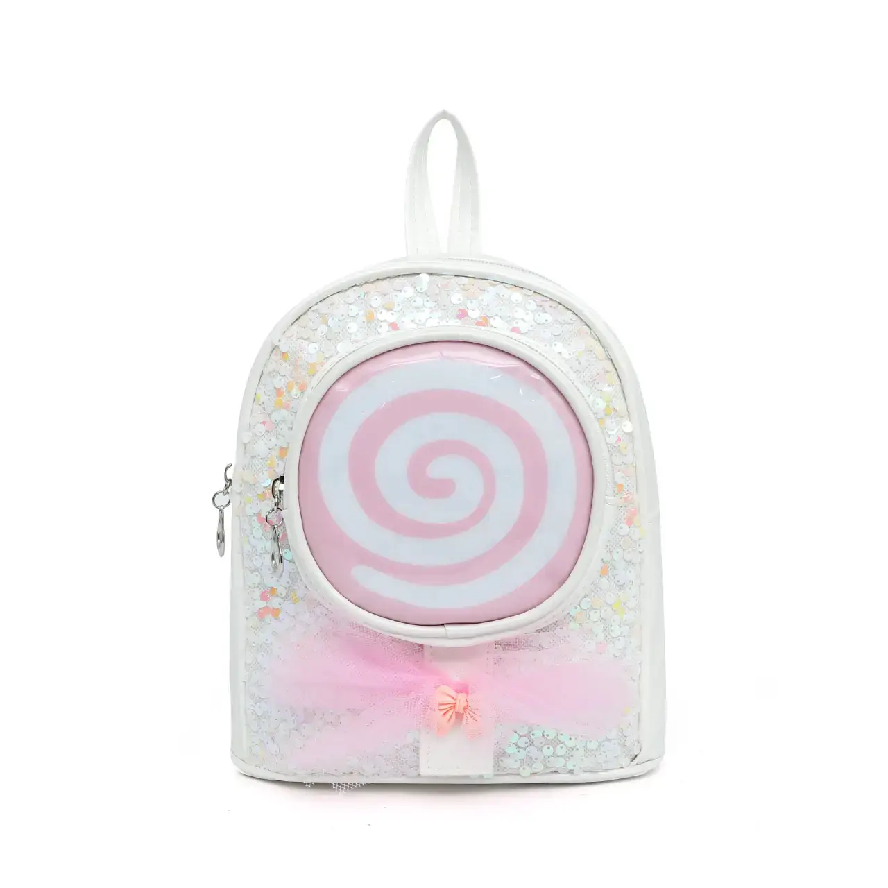 Pink Spiral PU Backpack for Girls Travel Casual - Image 5