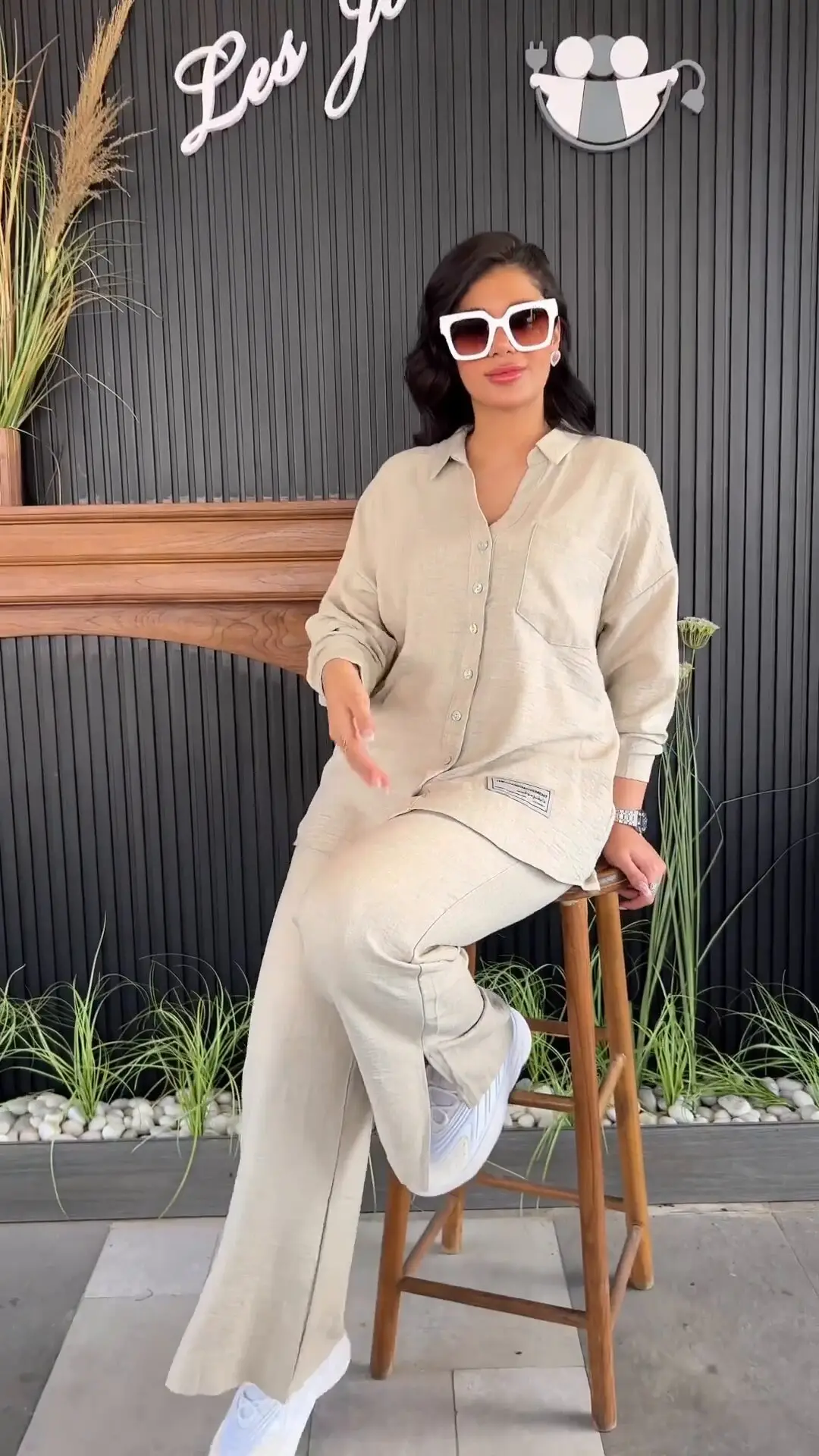 European American Plus Size Blue Wrinkle Long Sleeve Pants Set — feature 9