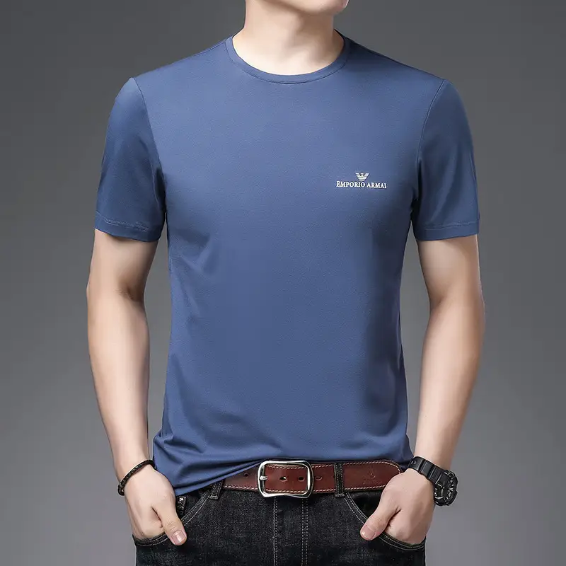 Men Cotton Round Neck T-Shirt Grey 2023 - Image 8