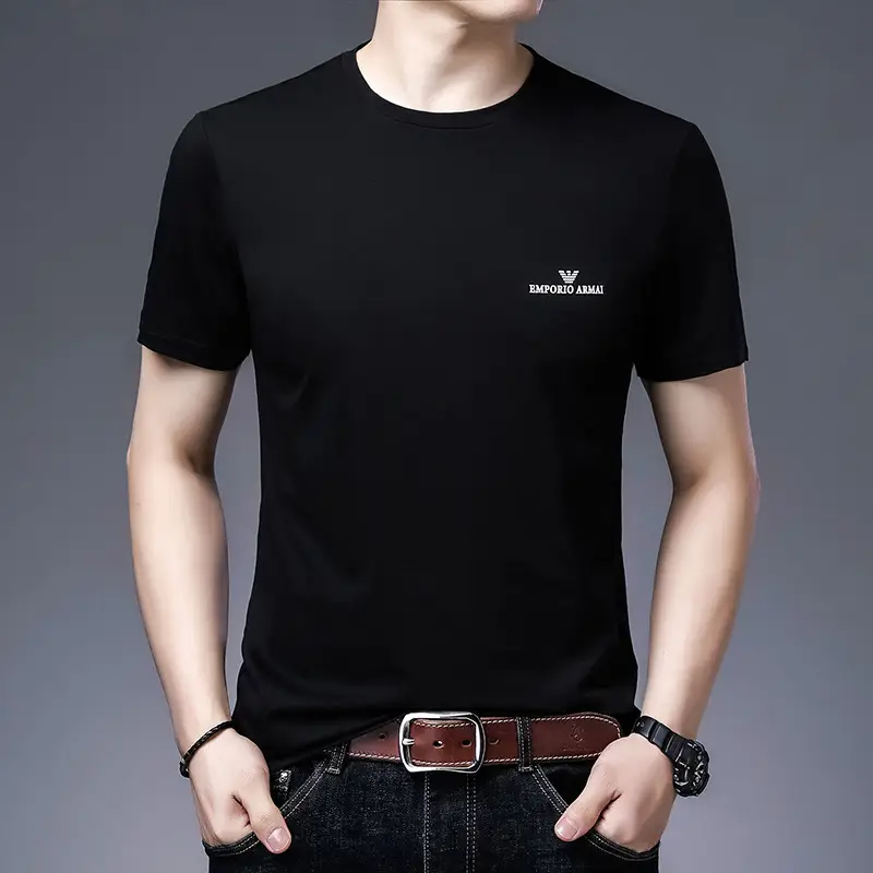 Men Cotton Round Neck T-Shirt Grey 2023 - Image 9