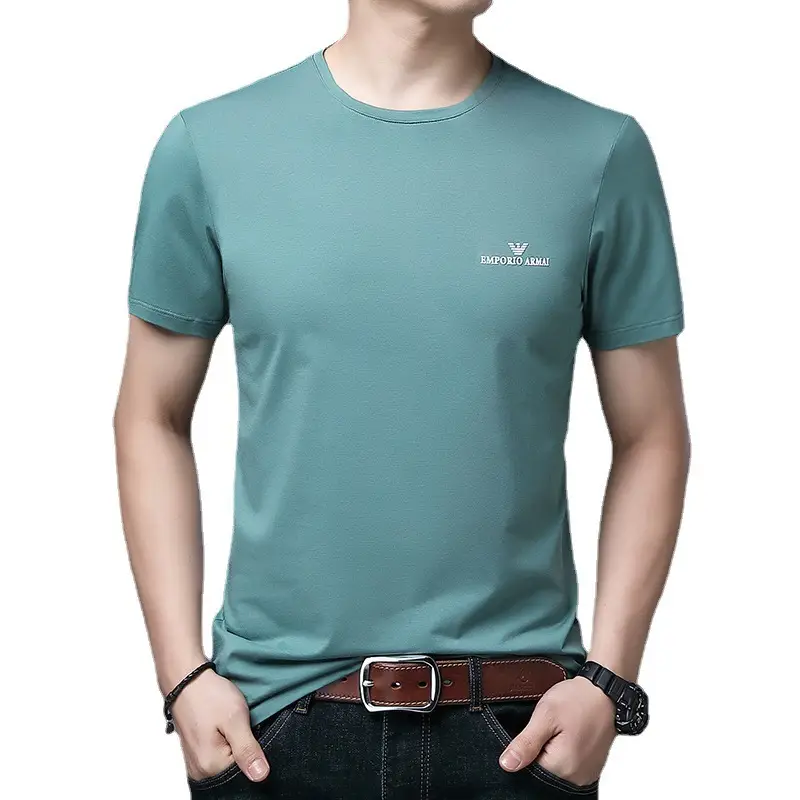 Men Cotton Round Neck T-Shirt Grey 2023 - Image 11