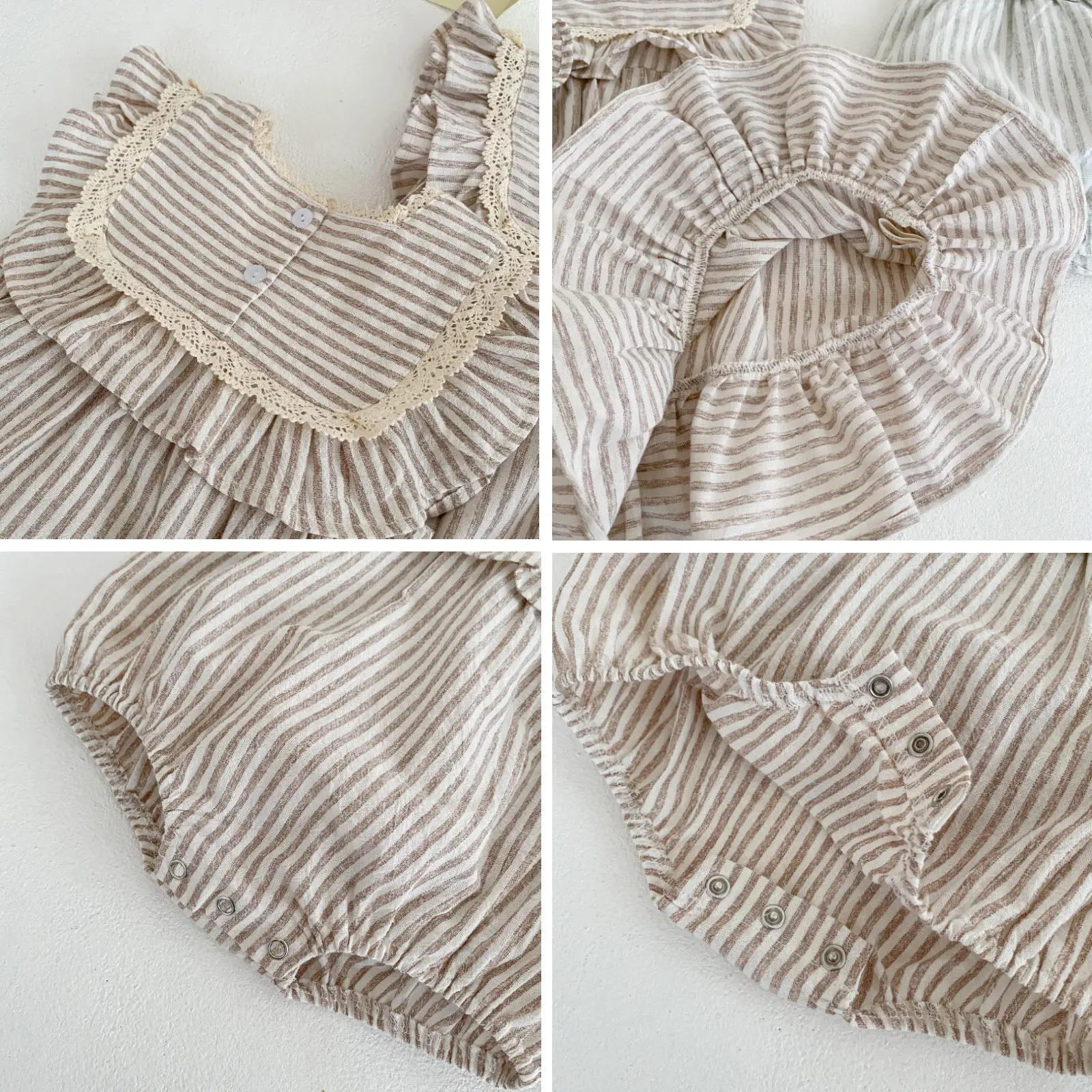 Baby Striped Lace Robe Infant Toddler Coveralls