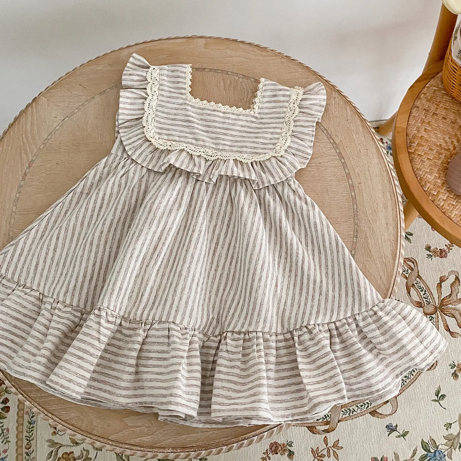 Baby Striped Lace Robe Infant Toddler Coveralls — feature 10
