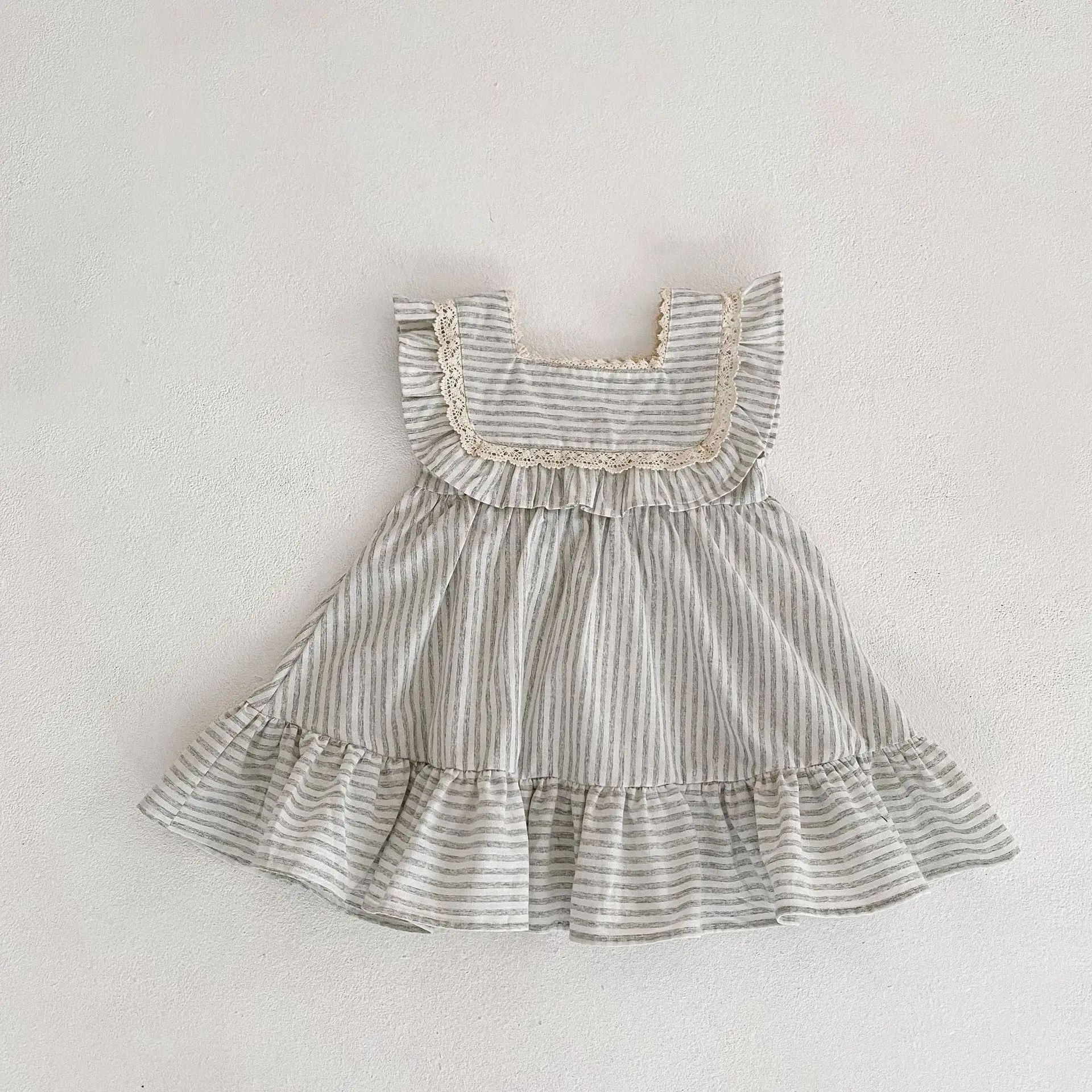 Baby Striped Lace Robe Infant Toddler Coveralls