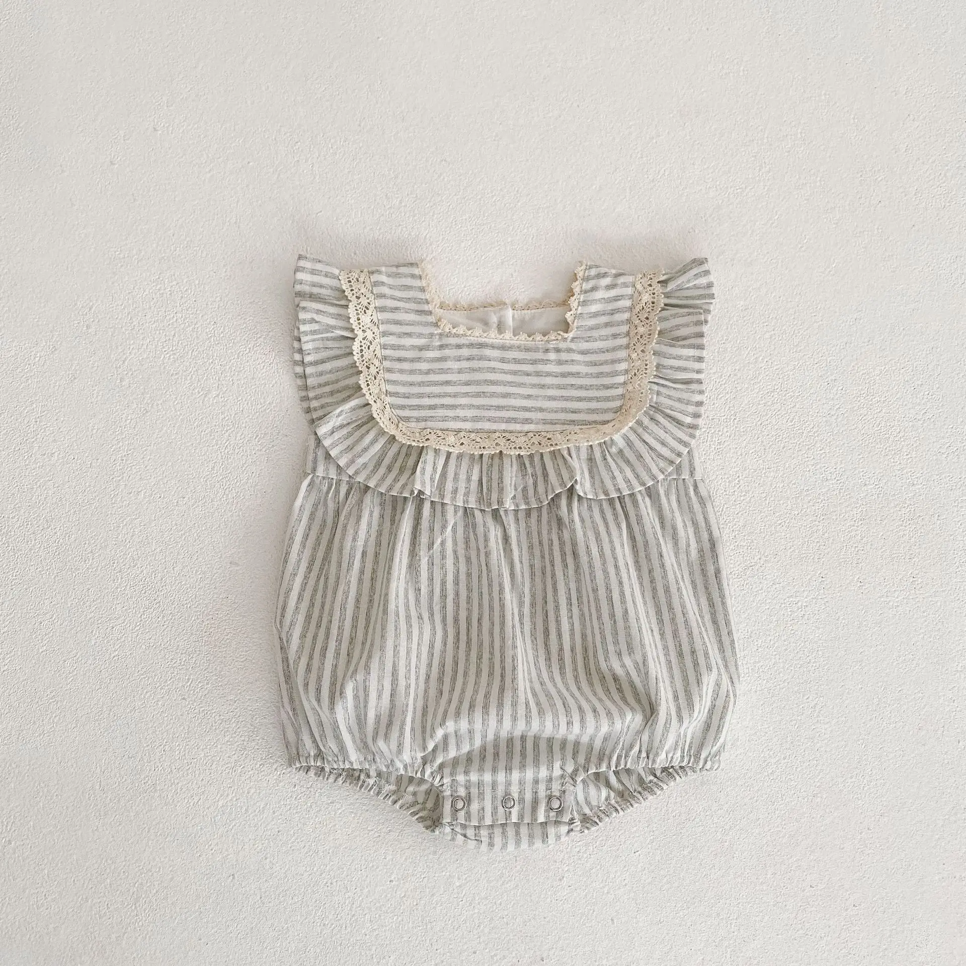 Baby Striped Lace Robe Infant Toddler Coveralls