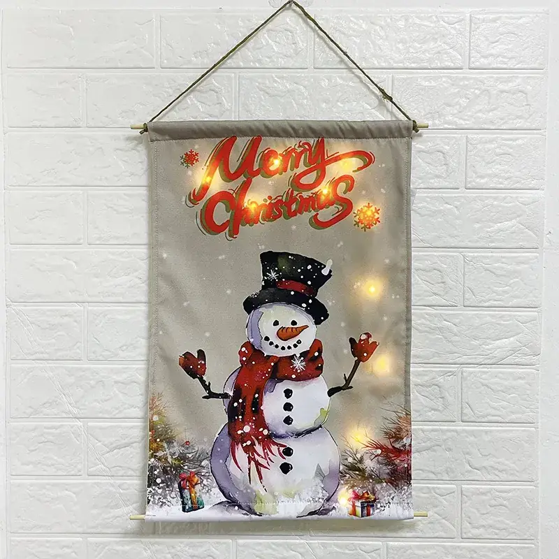 Christmas Snowman Wall Hanging with LED Light - Image 2