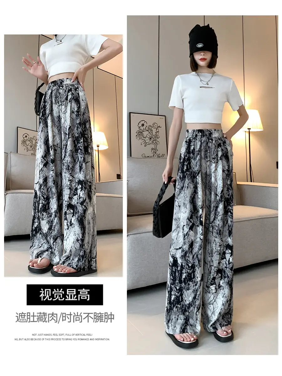 Women Tie-Dye Wide Leg Pants High Waist 2023 - Image 3