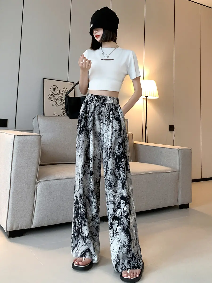 Women Tie-Dye Wide Leg Pants High Waist 2023 - Image 4