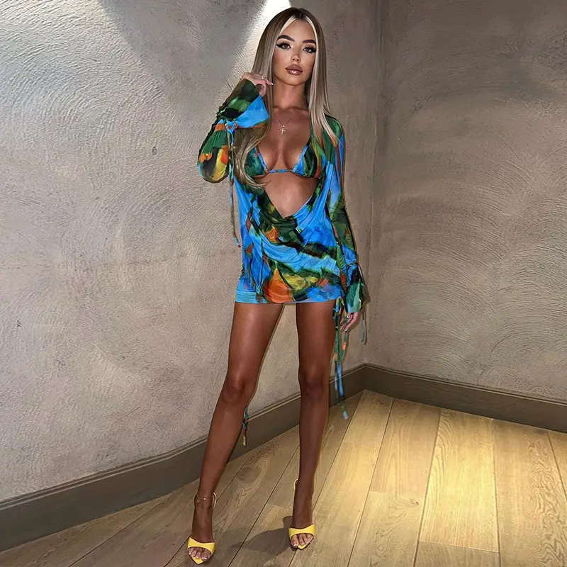 2023 Printed Mesh Swing Collar Underwear Set for Women - Image 9
