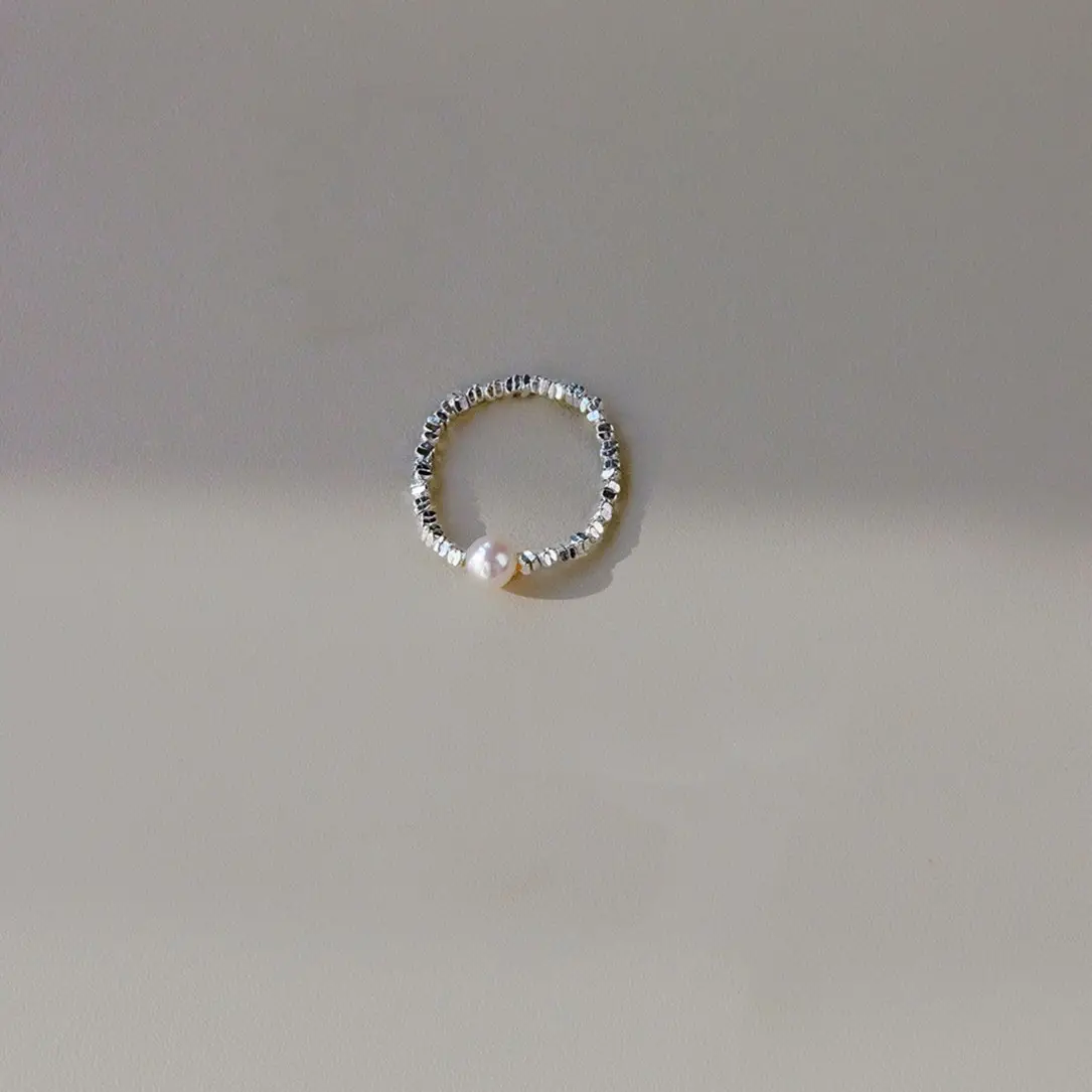 Broken Silver Pearl Ring Niche Design Light Luxury - Image 2