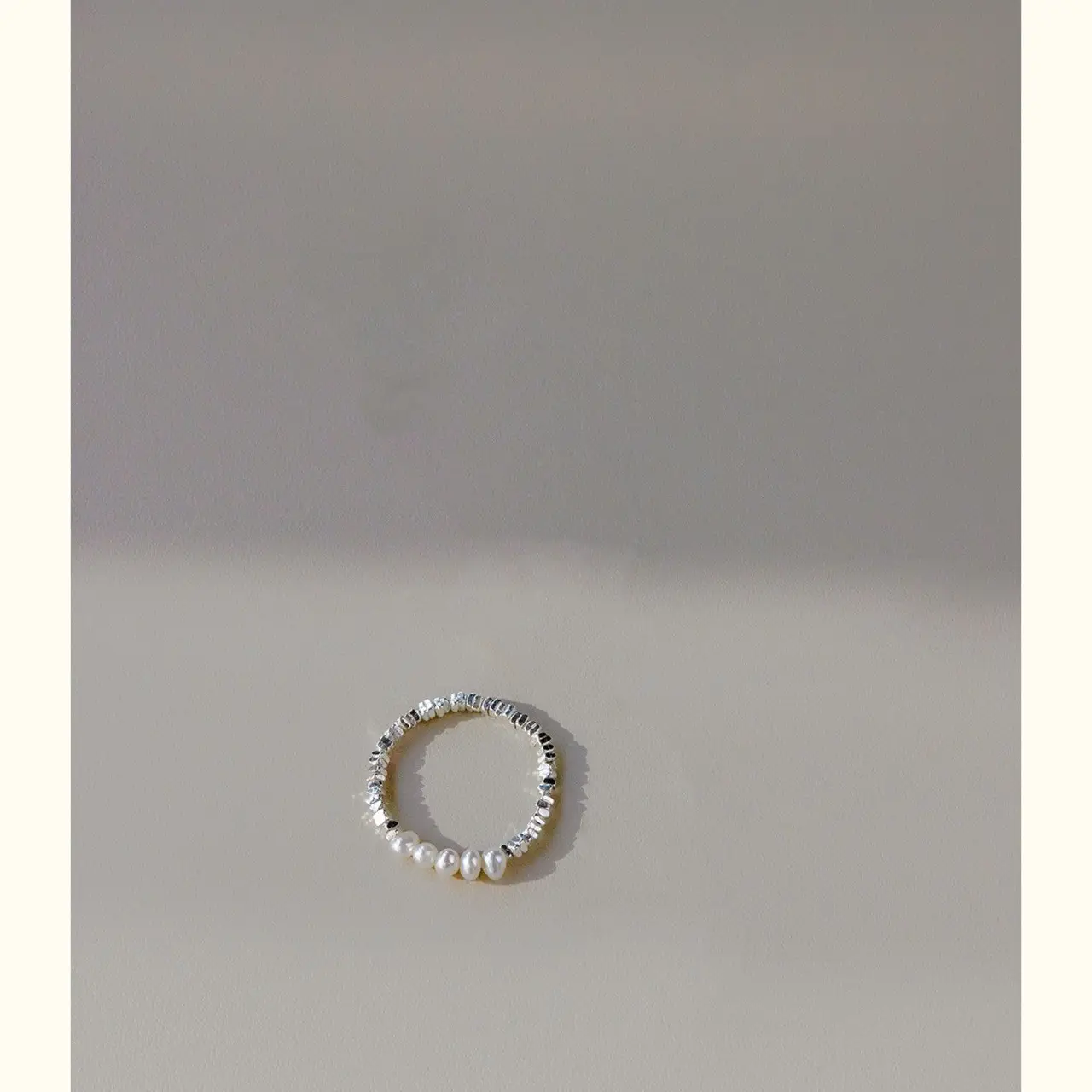 Broken Silver Pearl Ring Niche Design Light Luxury - Image 3