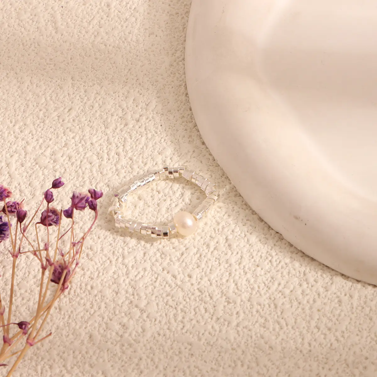 Broken Silver Pearl Ring Niche Design Light Luxury - Image 5