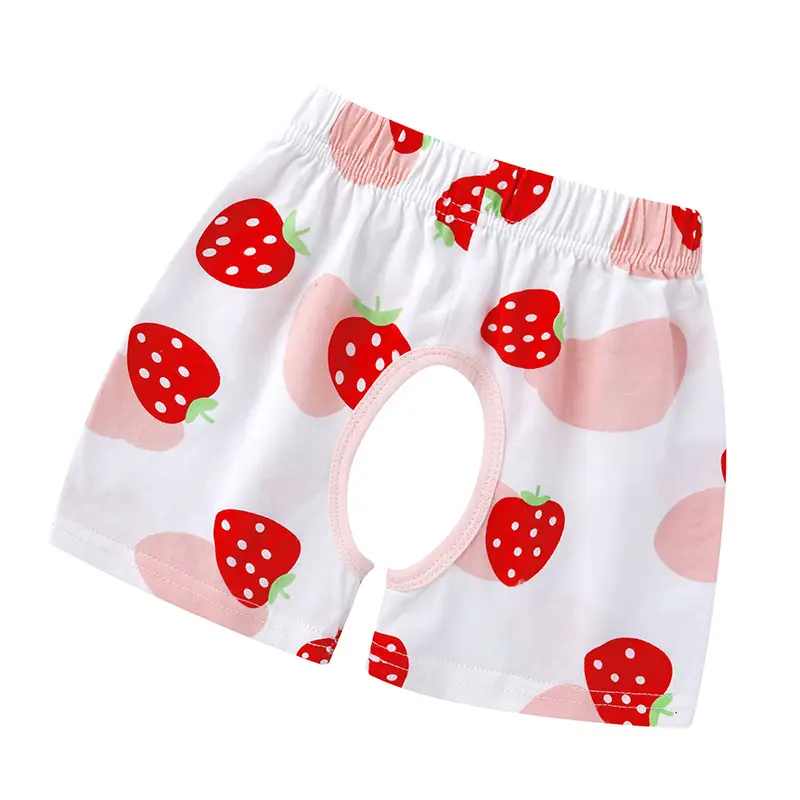 Baby Cotton Open Crotch Shorts 1-3Yr Strawberry Print