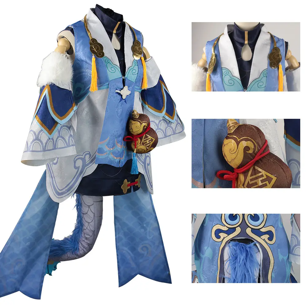 Bailu Anime Game Women Outfit Set Blue Dragon Tail - Image 4
