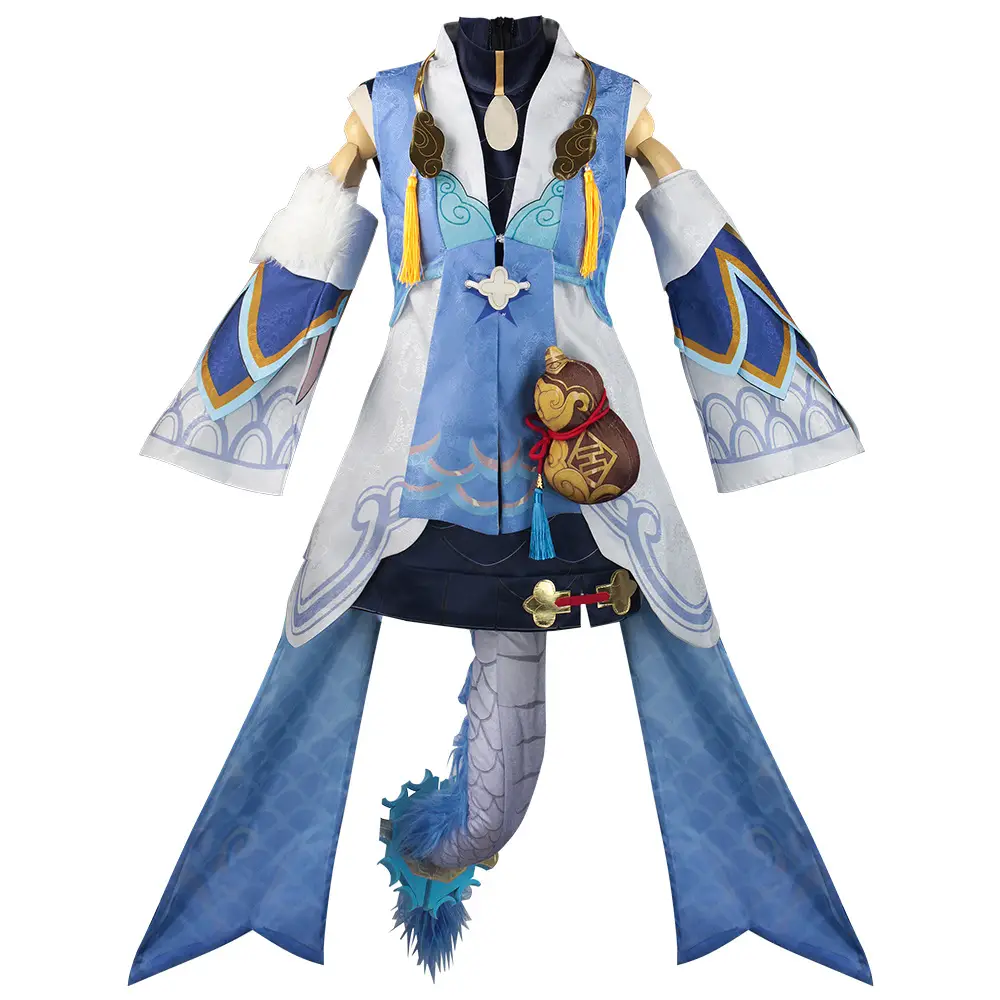 Bailu Anime Game Women Outfit Set Blue Dragon Tail - Image 6