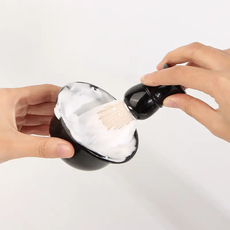 Men's Cross-Crystal Beard Brush with Bubble Bowl