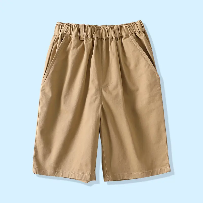 Kids Elastic Waist Khaki Shorts Summer Stretch Cotton - Image 10