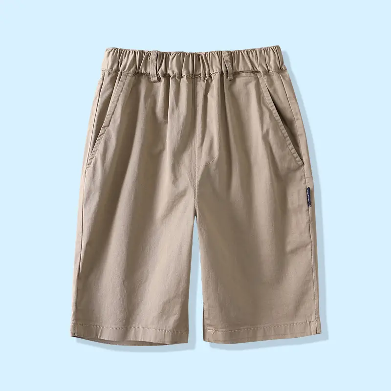 Kids Elastic Waist Khaki Shorts Summer Stretch Cotton - Image 11