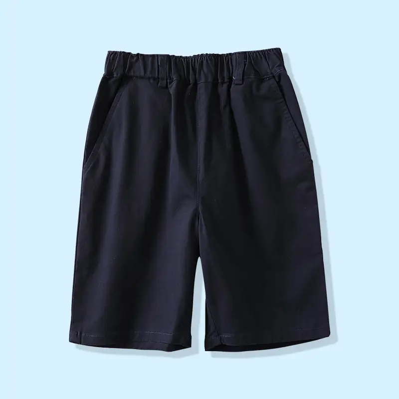 Kids Elastic Waist Khaki Shorts Summer Stretch Cotton - Image 12