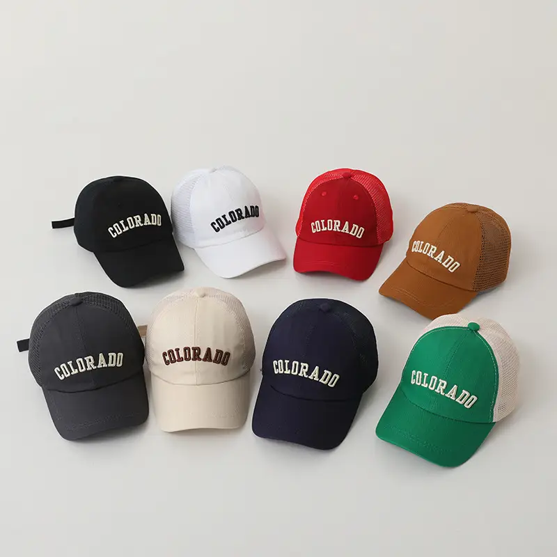 Black Mesh Peaked Baseball Cap for Kids Summer - Image 11