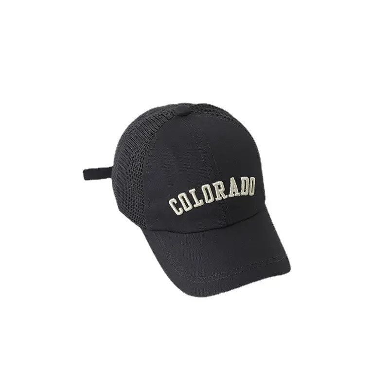 Black Mesh Peaked Baseball Cap for Kids Summer - Image 13
