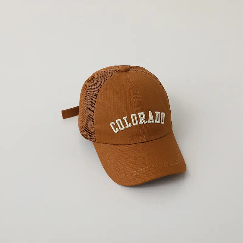 Black Mesh Peaked Baseball Cap for Kids Summer - Image 4