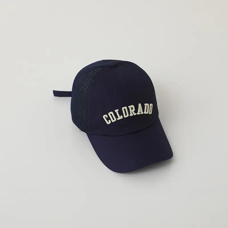 Black Mesh Peaked Baseball Cap for Kids Summer - Image 8