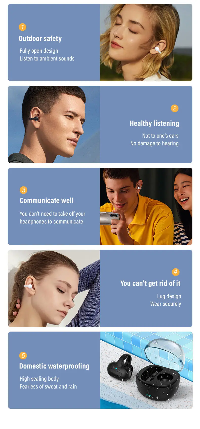 Bluetooth Headset with Ear Clip for Men Women — feature 4