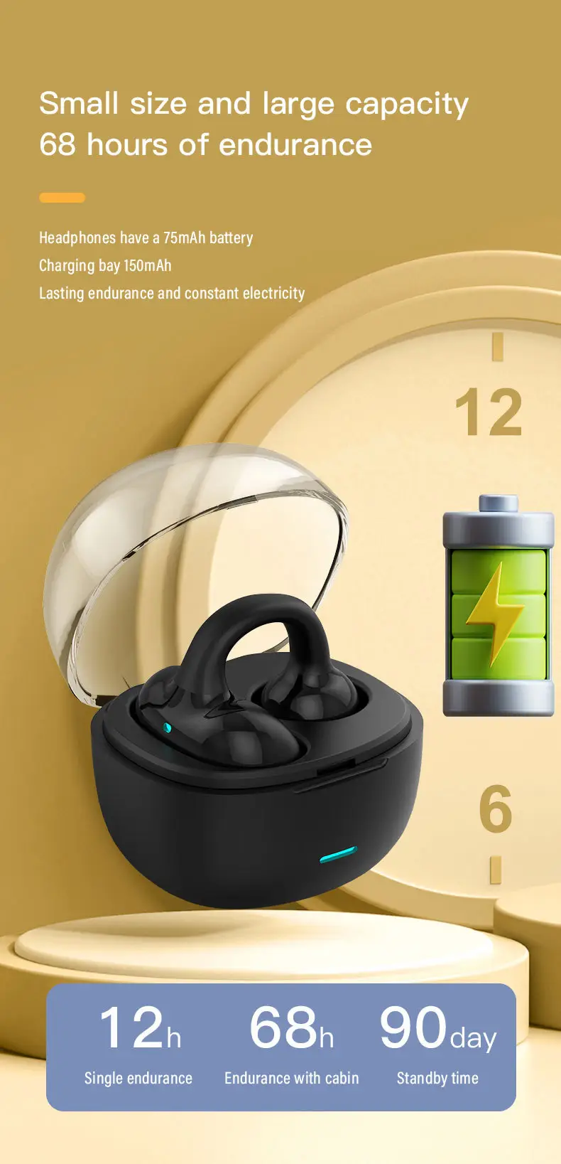Bluetooth Headset with Ear Clip for Men Women — feature 9