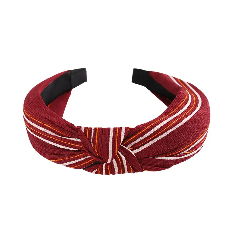 New European and American cross-border headband women's face wash contrast color hair accessories retro fashion wide-brimmed fabric knotted headband — feature 7