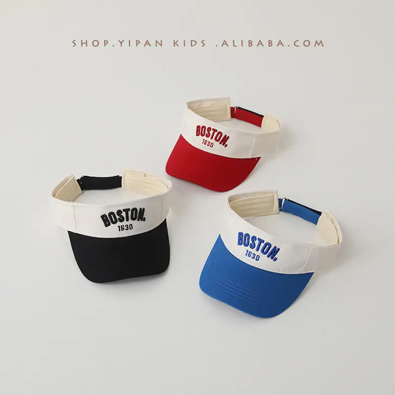 Children's Boston Sunscreen Cap Teal White Adjustable