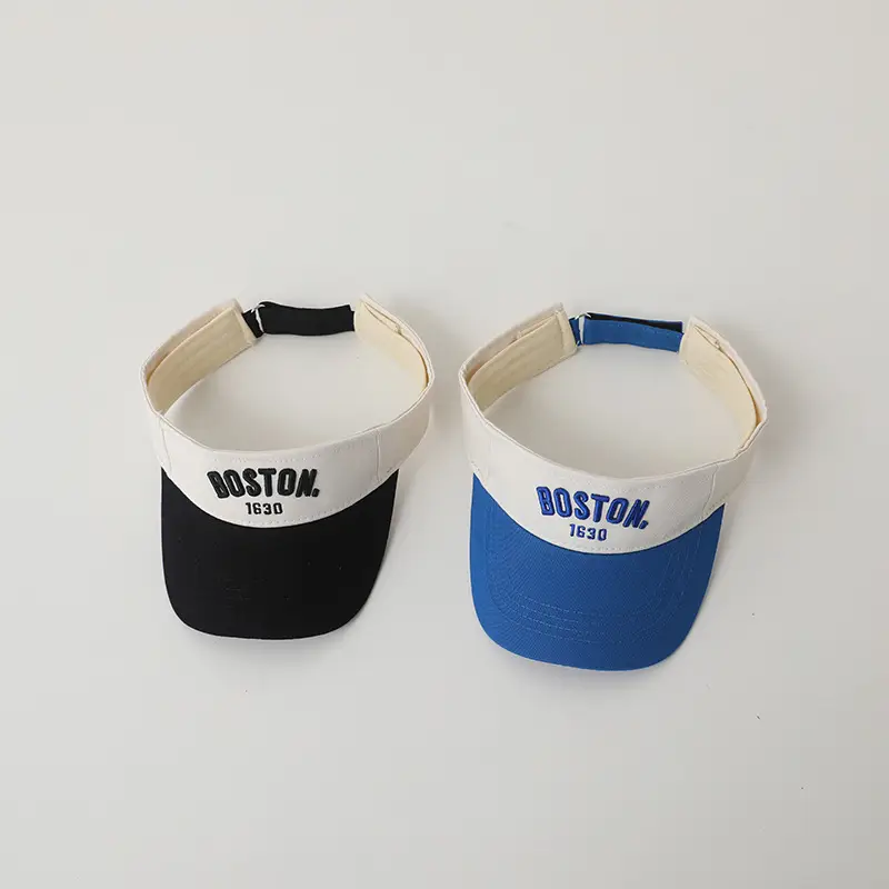 Children's Boston Sunscreen Cap Teal White Adjustable