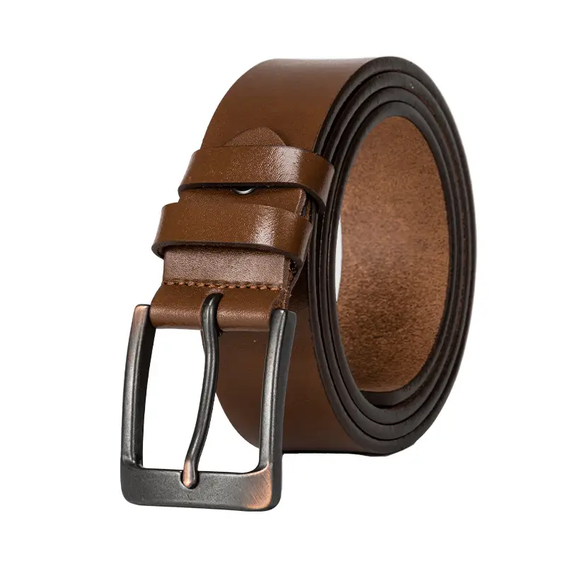 Men's Brown Leather Belt with Silver Buckle - Image 7