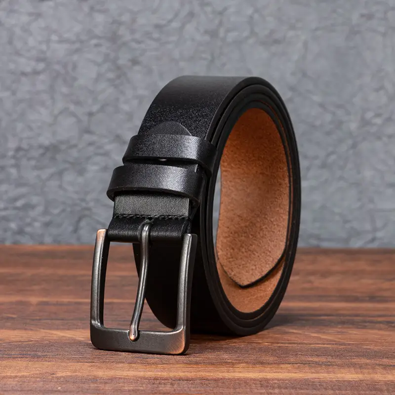 Men's Brown Leather Belt with Silver Buckle - Image 2