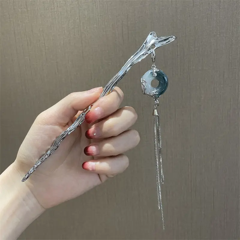 National Style Dragon Hairpin Dark Green Tassel — feature 10