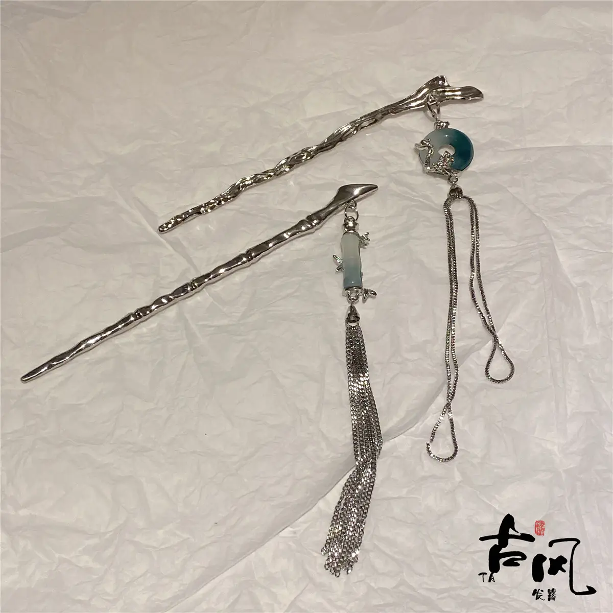 National Style Dragon Hairpin Dark Green Tassel — feature 11