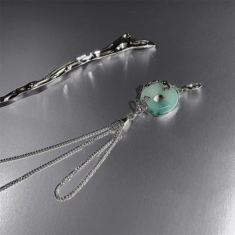 National Style Dragon Hairpin Dark Green Tassel — feature 7