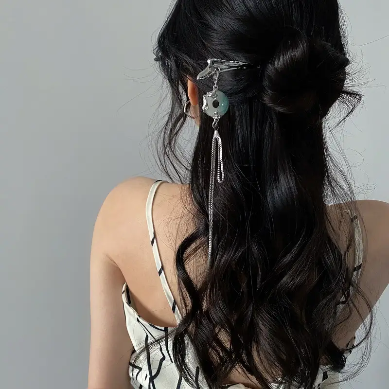 National Style Dragon Hairpin Dark Green Tassel — feature 9